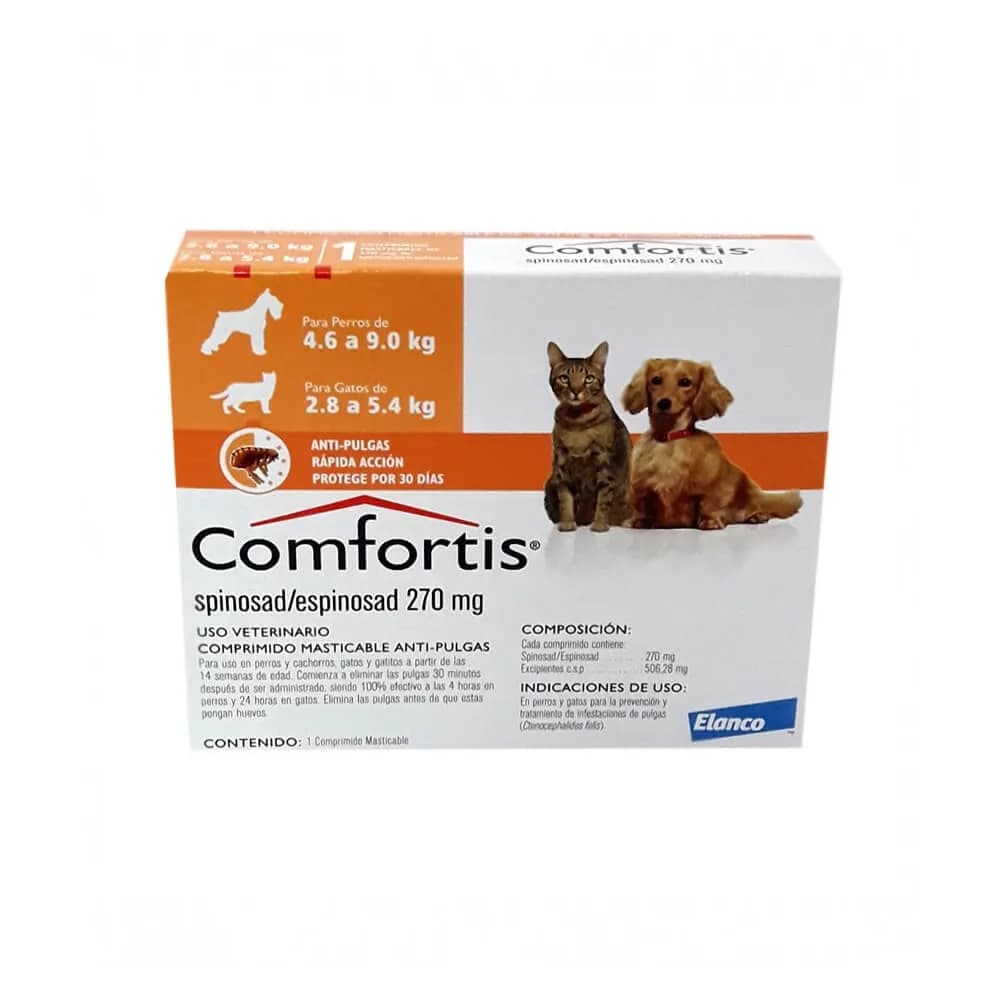 COMFORTIS (Spinosad 270mg) Tableta masticable anti-pulgas (Naranja)