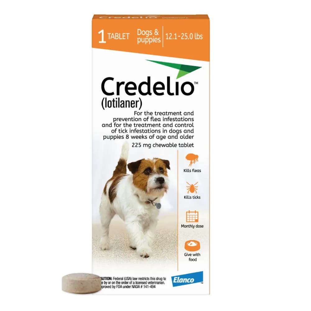 Credelio (Lotilaner 225,mg) Tb Masticable Anti-pulgas y Garrapatas (Naranja)