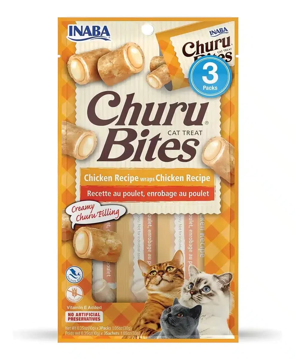 CHURU BITES CAT Chicken Wraps Chicken de 3 Tubos x 10 gr (Naranja)