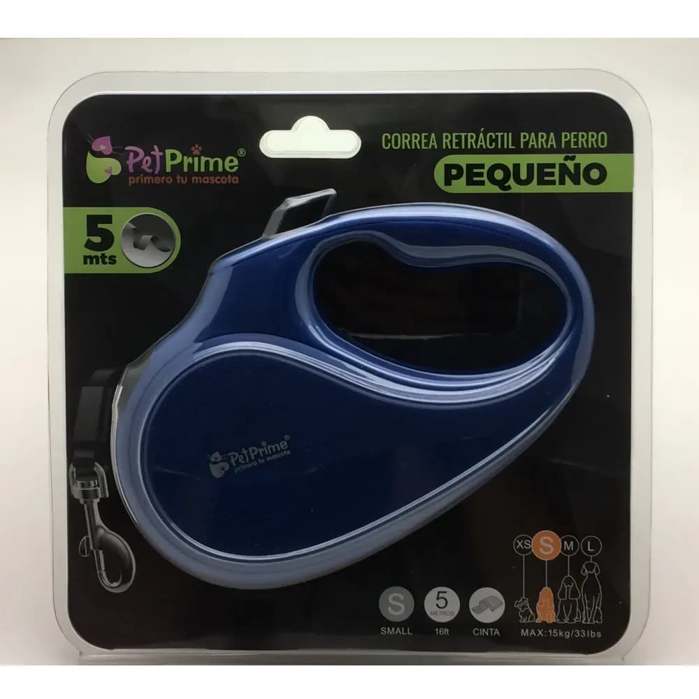 Correa Retráctil Para Perro Pequeño Cinta Azul Talla S