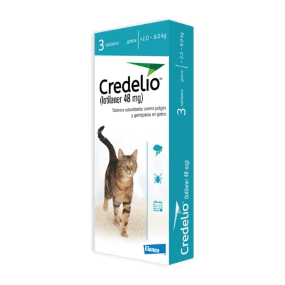 Credelio Gatos (Lotilaner 48 mg) Tableta masticable 2.0 a 8.0 kg (Azul)