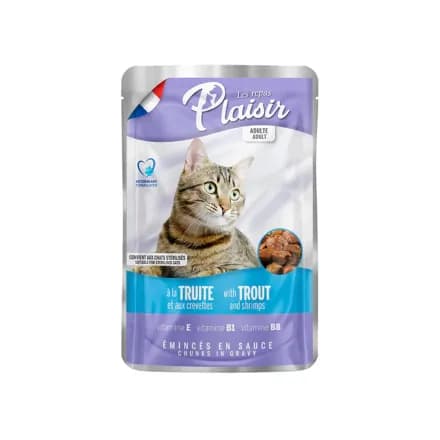 Plaisir Chunks In Gravy With Trout And Shrimps For Adult Cats x 100 gr ( 2 Unidades)
