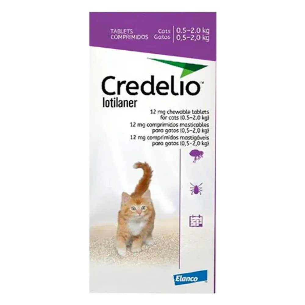 Credelio Gatos (Lotilaner 12 mg) Tableta masticable 0.2 a 2.0 kg (Morado)
